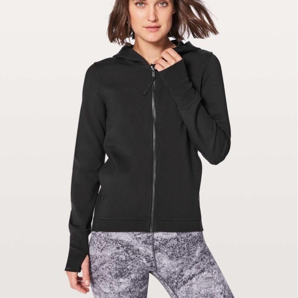 Lululemon City Trek Jacket Black Size 4 Hooded Full Zip Back Vent Rare